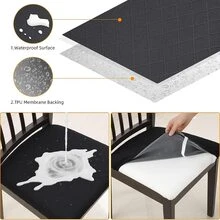 Fuloon Waterproof Dining Chair Covers Set of 4, Stretch Jacquard Chair Seat Covers Washable Dining Room Chair Cover Seat Slipcover Removable Kitchen Chair Covers Protector  Waterproof - màu đen - Xem 4