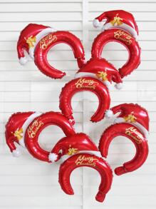 6 件红色圣诞帽头饰气球套装，圣诞节