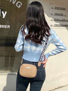 Letter Print Shoulder Strap Crossbody Bag For Women - White - View 3