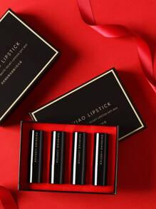 4 Piezas/set Barra De Labios Mate De Terciopelo Impermeable De Larga Duración Y Hidratante, Bálsamo Labial Sólido Cosmético - Multicolor - Ver 3