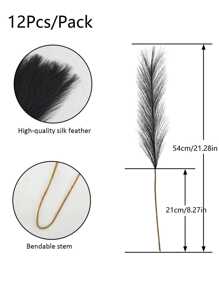 MEHELANY 25/12/6 Cái/Bộ Hoa Cỏ Pompas Nhân Tạo Trang Trí Halloween, Hoa Nhựa Giả Cỏ Pampas Màu Đen Chất Lượng Cao Lụa Cành Cỏ Pompas Giả Bình Hoa Cắm Hoa Cho Trung Tâm Đám Cưới Ngày Của Mẹ Trang Trí Nhà Boho Sậy Nhân Tạo, Ngày Valentine, Quà Tặng Quà Tặng Sinh Nhật Tốt Nghiệp - màu đen - Xem 4