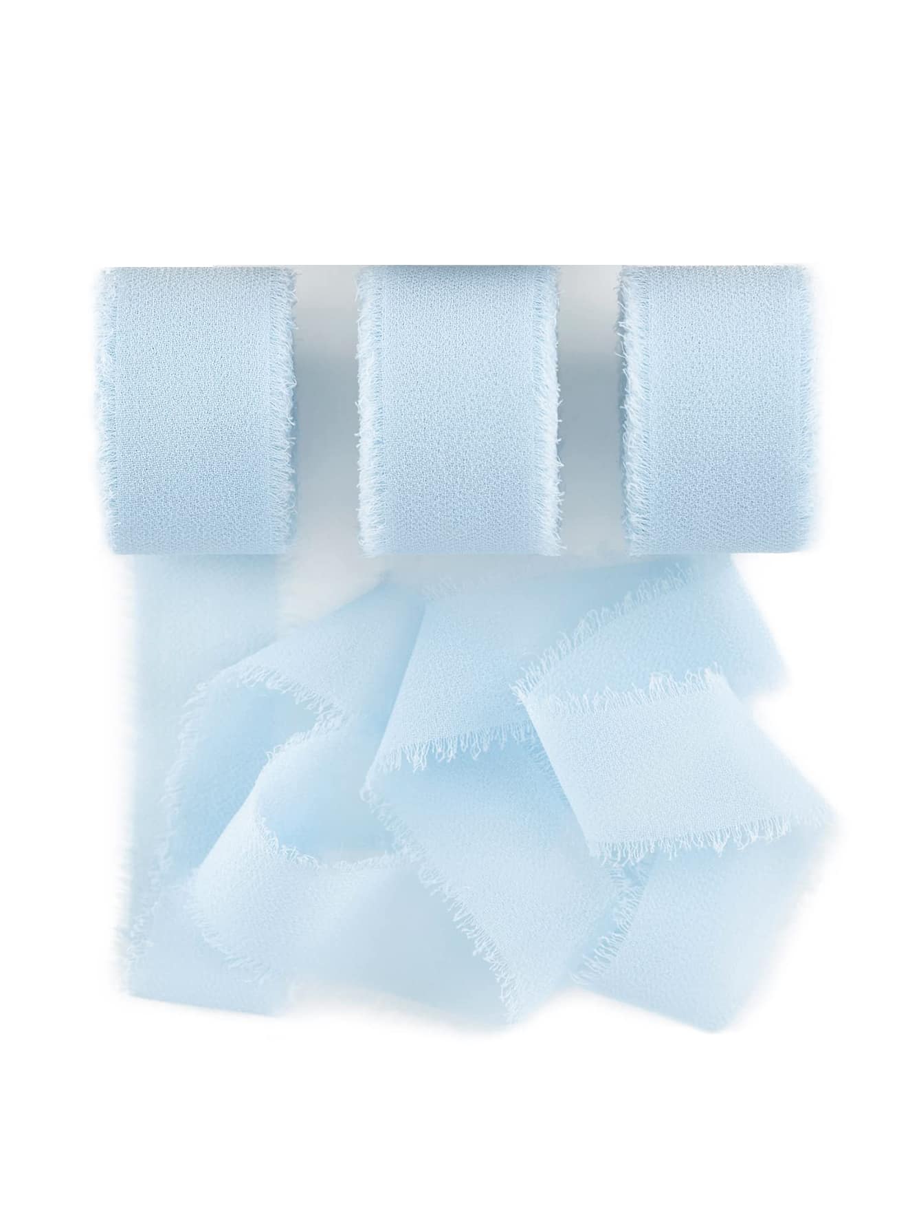 1 cuộn/2 cuộn Vải tua rua thủ công tự làm Quà tặng Ruy băng chiffon, Ruy băng xanh da trời 197*1,5 inch Thích hợp cho Thiệp mời đám cưới, Bó hoa cô dâu, Bao bì quà tặng, Đồ thủ công tự làm, Làm nơ, Giáng sinh - Màu xanh nhạt - Xem 1