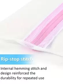 1/2pcs Transparent Mesh Zippered Wash Bags For Shirts, Bras, Socks, Stockings, Lingerie, Prevents Deformation During Washing - Pink - View 3