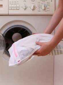 1/2pcs Transparent Mesh Zippered Wash Bags For Shirts, Bras, Socks, Stockings, Lingerie, Prevents Deformation During Washing - Pink - View 4