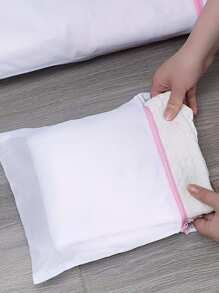 1/2pcs Transparent Mesh Zippered Wash Bags For Shirts, Bras, Socks, Stockings, Lingerie, Prevents Deformation During Washing - Pink - View 5