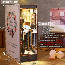 DIY Book Nook Miniature Kit, Booknook Dollhouse Bookshelf Insert with Sensor Light & Music Movement, 3D Wooden Puzzles Decorative Bookend Stand Model Kits for Kids Teens Adults(Island Holiday) - 均碼 - 查看 2
