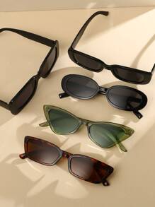 5副/套猫眼、椭圆、方形时尚眼镜，适合度假、运动、旅行、驾驶、海滩、节日、街头、钓鱼、户外活动、派对等场合。 - 彩色 - 查看 3