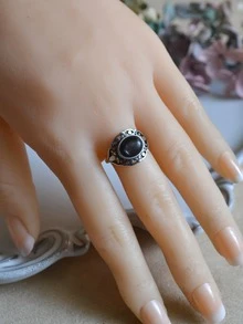 1pc Vintage Style Natural Pyrite 925 Sterling Silver Ring For Women, Daily Wear - Adjustable finger ring - View 7