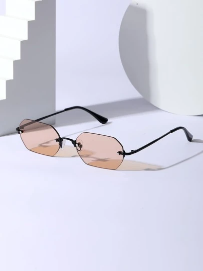 015835340007 1副男士玫瑰粉色50%着色镜片六边形复古全金属时尚太阳镜，适合室内/室外使用，或中度光敏性和/或偏头痛患者，渐变色街头风沙滩日常通勤经典复古旅行太阳镜，阻挡更多480-520nm的有害光线（配有挂绳、眼镜盒、清洁布）