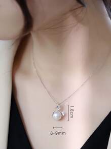 1 件仿珍珠吊坠，925 纯银项链，天鹅款式