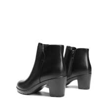 Women's Low Chunky Block Heel Ankle Booties Fashion Almond Toe Fall Heeled Short Boots Shoes - PU ĐEN - Xem 4