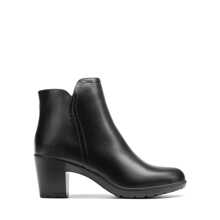 Women's Low Chunky Block Heel Ankle Booties Fashion Almond Toe Fall Heeled Short Boots Shoes - PU ĐEN - Xem 2