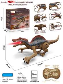 1 hộp Đồ chơi điện Điều khiển từ xa Hình khủng long, Tiếng gầm Velociraptor & Mô hình động vật mô phỏng ánh sáng Spinosaurus Thời kỳ kỷ Jura Quà tặng sinh vật thời tiền sử cho bé trai 3-12 tuổi, Có thể sạc lại, Bộ điều khiển từ xa Yêu cầu pin thông thường (Không bao gồm pin), Màu nâu - màu nâu - Xem 9