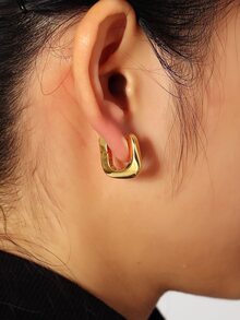 Charm-In Copper Plating 18k Gold U-shaped Smooth Surface Fashionable Earrings For Women - Yellow Gold - View 3