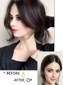 劉海髮夾劉海法語劉海髮夾空氣劉海假髮適合女士夾在空氣劉海平底劉海接髮適用於日常穿著12寸黑色棕色的 - 黑色 - 查看 2