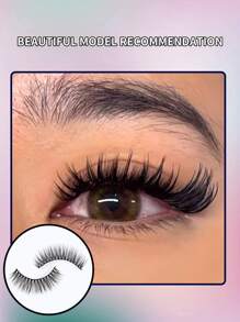 5 cặp/gói 8mm-14mm 3D Chồn Tóc Thủ công Lông mi giả , Có thể tái sử dụng - màu đen - Xem 3