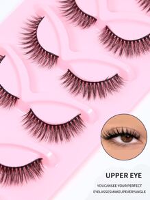 5 cặp/gói 8mm-14mm 3D Chồn Tóc Thủ công Lông mi giả , Có thể tái sử dụng - màu đen - Xem 4