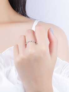 Simple Fashionable S925 Silver Z-shape Ekg And Lightning Bolt Design Ring For Women - Silver - View 4