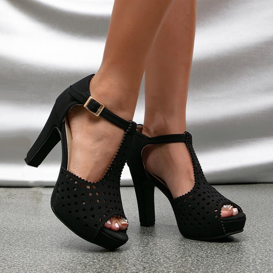 Women's Vintage Block Heels Sandals Ankle T Straps Open Toe Dress ...