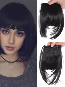 Synthetic Wig Bangs 2Clips In Hair Extension Neat Front Fake Fringe Natural False Hairpiece For Women Clip In Bangs - Black - View 1