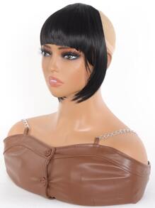 Synthetic Wig Bangs 2Clips In Hair Extension Neat Front Fake Fringe Natural False Hairpiece For Women Clip In Bangs - Black - View 5