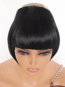 Synthetic Wig Bangs 2Clips In Hair Extension Neat Front Fake Fringe Natural False Hairpiece For Women Clip In Bangs - Black - View 4