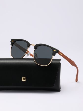 POLASUP 1ชิ้น แว่นตาแฟชั่นผู้ชาย กรอบโลหะผสม เลนส์ PC โพลีคาร์บอเนต เคลือบสีไล่ระดับแบบกระจก เหมาะสำหรับสตรีท, ฤดูร้อน, วันหยุด, กลางแจ้ง, ชายหาด, การเดินทาง, สไตล์นักเดินทางย้อนยุคคลาสสิก (มาพร้อมกับสายคล้อง, กล่องแว่นตา, ผ้าทำความสะอาด)