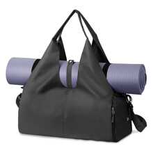 Gym Bag Travel Bag Women Men Travel Duffel Bag With Shoes Compartment Sports Gym Tote Bag Weekend Bag Overnight Bag Yoga Mat Bag For Swimming, Basketball Black