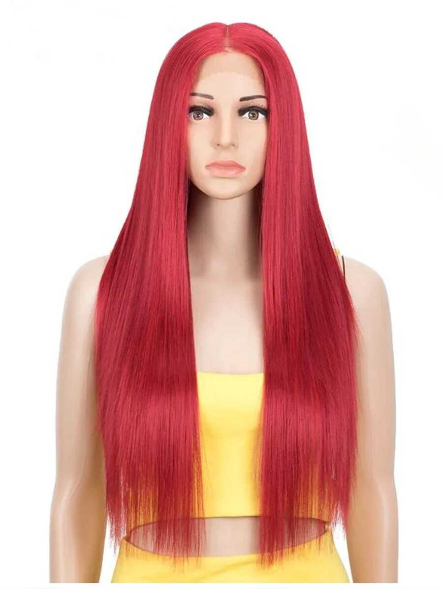 13*1 dentelle part T Perruque synthétique long droit - Rouge - Voir 1