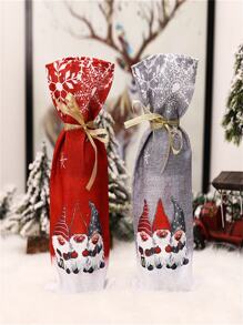 TYFYO 1pc Christmas Forest Man Pattern Printed Wine Bottle Cover, Santa Claus Table Decoration And No Face Man Red Wine Bottle Cover,Christmas - Multicolor - View 2