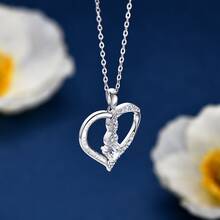 1 件无限心形吊坠项链，女士 925 纯银 5x5 毫米心形切割方晶锆石钻石项链，婚礼派对周年纪念珠宝生日礼物 20 英寸