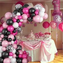 107入組粉紅色和黑色氣球花環套裝,包括流行的粉色、輕彩色、粉黑白和彩色彩紙氣球,米老鼠主題氣球拱門,適用於生日、婚禮、新娘派對、嬰兒派對、派對裝飾 - 彩色 - 查看 4