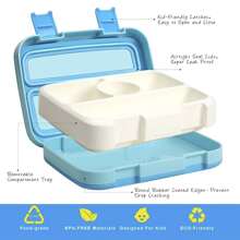 1入組4個隔層便當盒，防漏便當盒，適用於新鮮的隨身用餐、上學午餐、在學校輕食，水果野餐等 - 灰色 - 查看 3