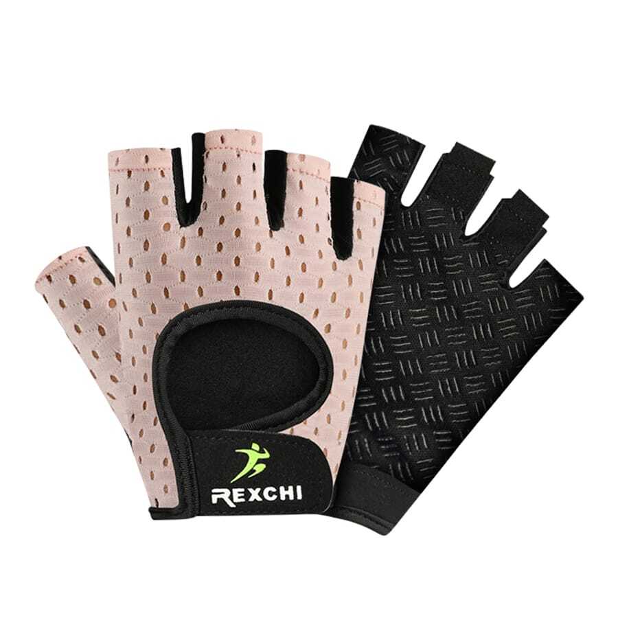Breathable Cycling gloves Fast-Drying Sports Fitness Half Finger Hand Protector Cover Unisex Non-slip Riding Bike Gloves - Pink - View 1