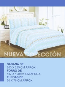 JUEGO DE SABANAS PARA CAMA MATRIMONIAL - Azul menta - Ver 2