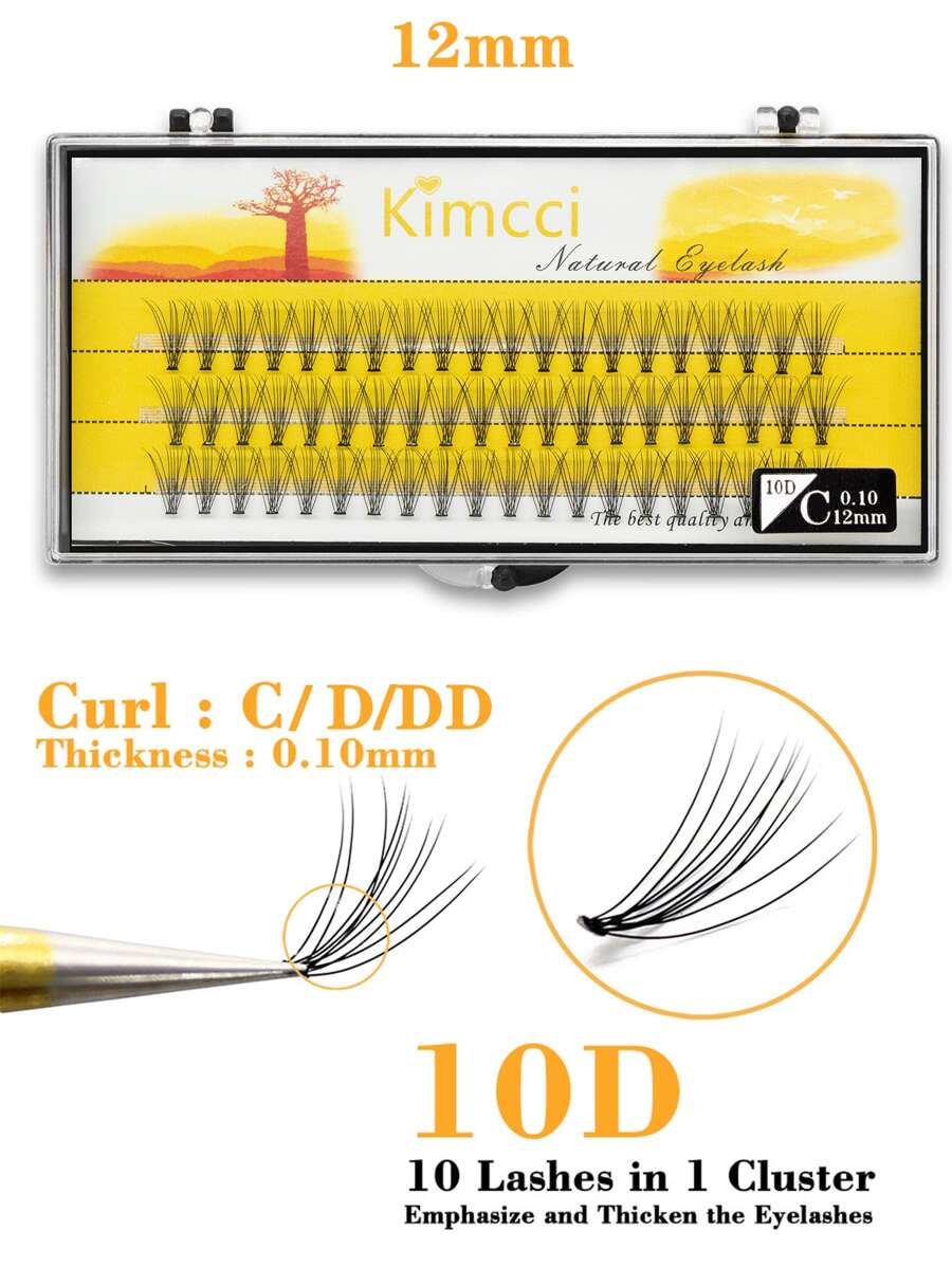 KIMCCI 60 Cụm 10d/Cụm 12mm Độ dày 0.10 C/D/Dd Curl Mi nối dài Cụm mi, Cụm mi, Lông mi riêng lẻ, Lông mi, Lông mi giả - 12mm - Xem 1