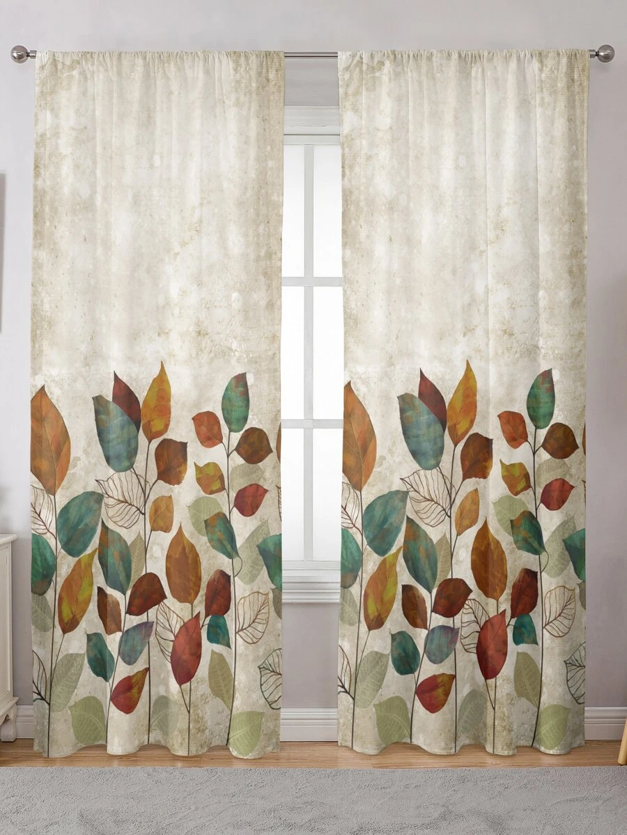 1入組植物、花卉、葉子圖案印花窗簾 - 多樣化色 - 查看 1