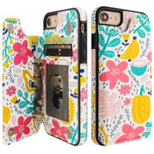 適用於iphone Se(2022)、iphone Se(2020)、iphone 7/8的錢包手機殼,附有卡槽,夏日水果印花背蓋翻蓋pu皮革支架卡槽,雙磁扣防震4.7吋 - Summer Fruits - 查看 1