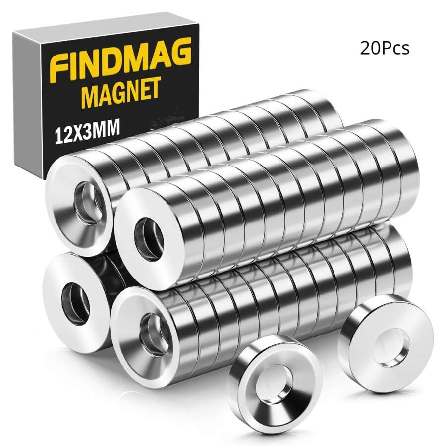 20pcs Super Strong Neodymium Magnets With Hole - Perfect for Tool & Workplace Organization! - Silver - View 1