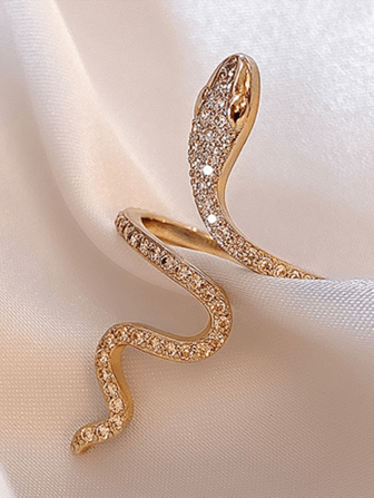 Nooxian 1pc Women's Stainless Steel Vintage Snake Shape Open Ring