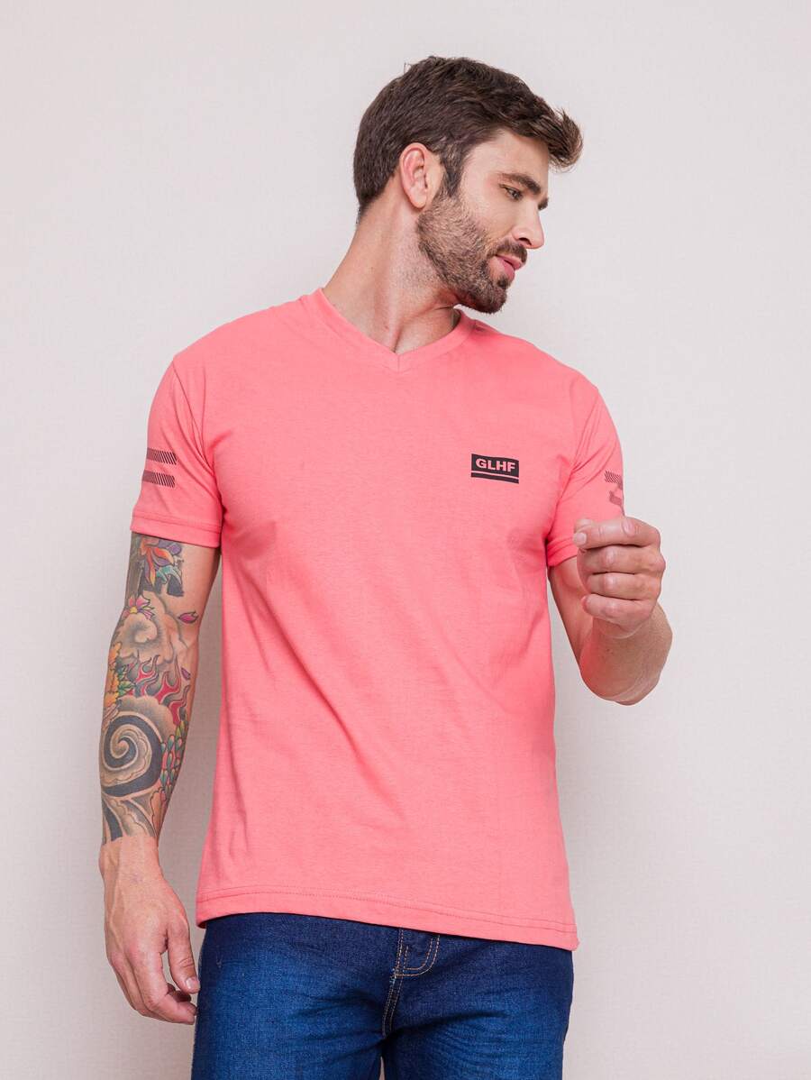 Men T-Shirts - Màu Hồng  San hô - Xem 1
