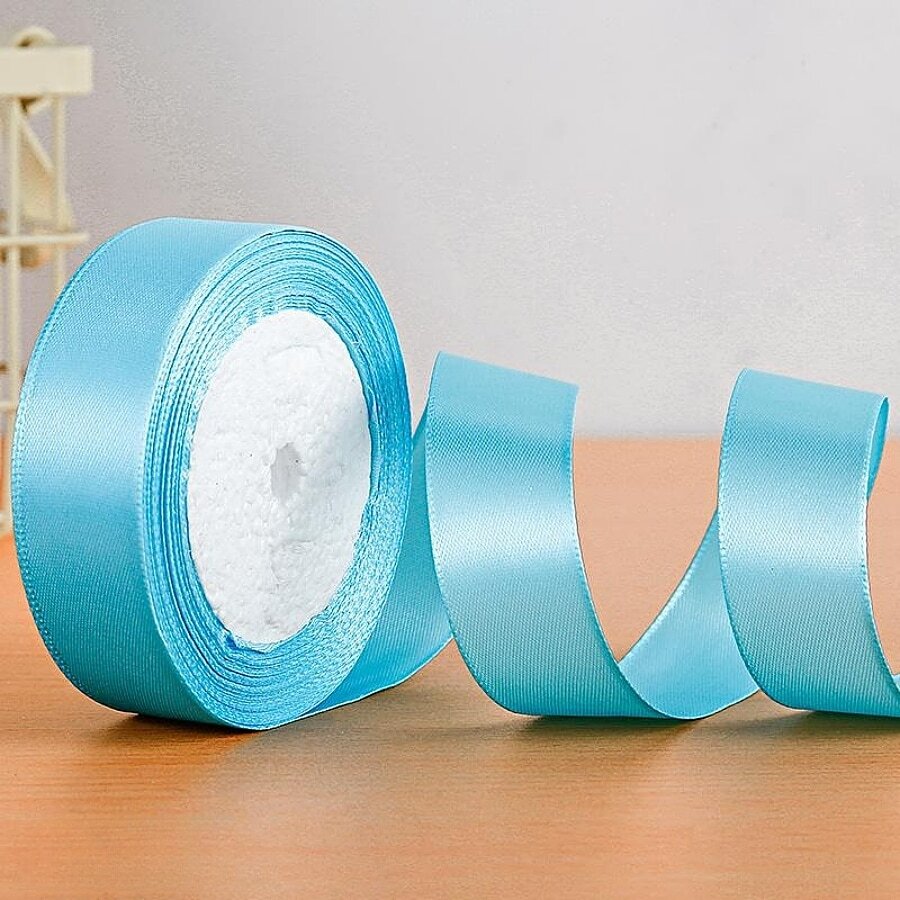 1捲2.5公分淺藍色單色緞帶 - 淺藍色 - 查看 1
