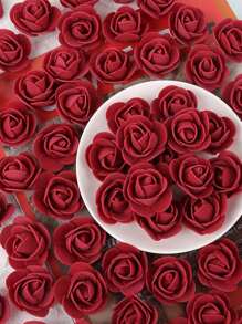 30入組3.5cm人造pe泡沫玫瑰花,適用於嬰兒派對、生日、婚禮、週年紀念、聚會裝飾、聖誕禮品道具 - 酒紅色 - 查看 1