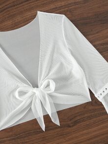 Kimono blanco corto - ropa japonés tradicional - Blanco - Ver 2