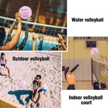 1 件天藍色/綠色/粉紅色/紫色排球,尺寸 5,學生用,兒童/成人軟氣遊戲球,訓練和比賽標準 - 藕粉色 - 查看 3