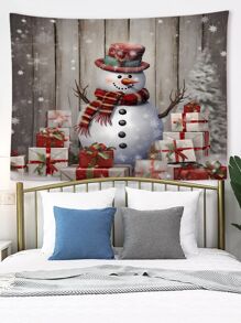 1pc Snowman & Animal Pattern Printed Wall Hanging Tapestry For Decoration, Flag For Room, Room Decor, Tapestry, Wall Art ,Room Stuffs, Flags For Room