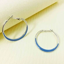 Stylish And Minimalist Hoop Earrings, Suitable For Daily Wear - Baby Blue - View 3