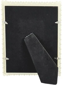 1/2pcs Bright Faux Pearl Decor Photo Frame, 3inch/6inch/7inch/8inch/10inch, Made Of Elegant ABS Plastic, Suitable For Room, Bedroom, Office Picture Display Stands, Home Decor (Randomly Included) - Beige - View 12