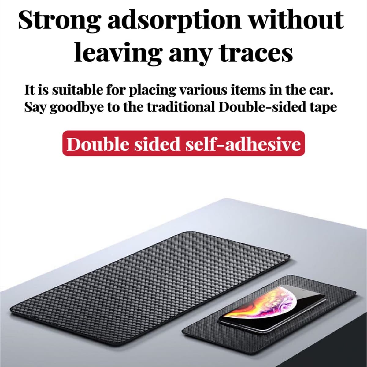 1pc Black Anti-slip Car Phone Holder Mat Silicone Pad For Car Interior, Resistant To High Temperature Fit For Center Console Dashboard