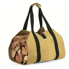 1個戶外木柴收納袋,便攜式大容量露營日誌攜帶袋